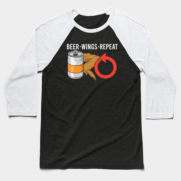 Chicken Wings Beer Repeat Fast Food Lover Gift Baseball T-Shirt by Dolde08